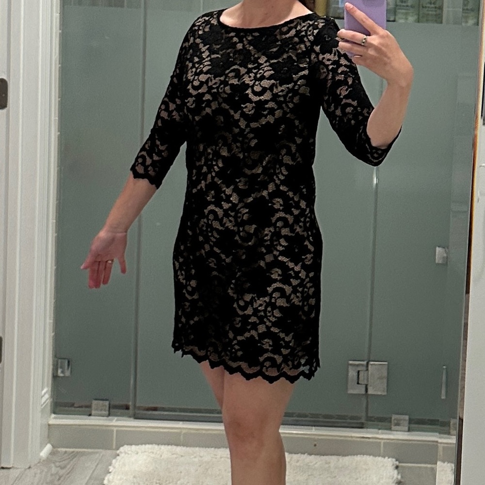 Michael Stars 3/4 sleeves black lace dress